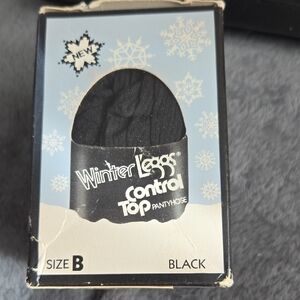 Vintage Winter Legs Black Control Top Pantyhose